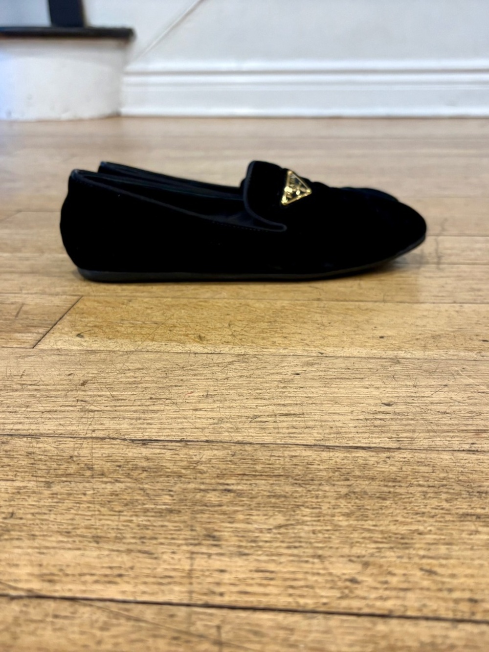 Black prada velvet smoking slippers